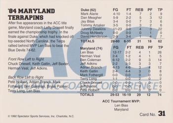 1992 ACC Tournament Champs #31 '84 Maryland Terrapins Back