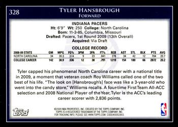 2009-10 Topps #328 Tyler Hansbrough Back