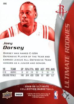 2008-09 Upper Deck Ultimate Collection #86 Joey Dorsey Back