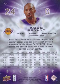 2008-09 Upper Deck Radiance #10 Kobe Bryant Back
