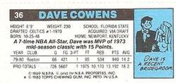 1980-81 Topps - Singles #36 Dave Cowens Back