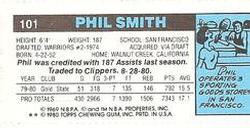 1980-81 Topps - Singles #101 Phil Smith Back