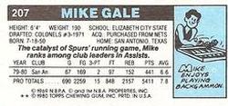1980-81 Topps - Singles #207 Mike Gale Back