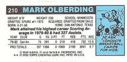 1980-81 Topps - Singles #210 Mark Olberding Back