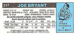 1980-81 Topps - Singles #217 Joe Bryant Back