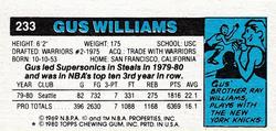1980-81 Topps - Singles #233 Gus Williams Back