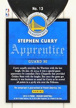2013-14 Panini Crusade - Apprentice Signatures #13 Stephen Curry Back