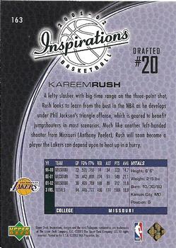 2001-02 Upper Deck Inspirations #163 Kareem Rush Back