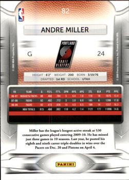 2009-10 Panini Prestige #82 Andre Miller Back