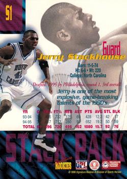 1996 Signature Rookies Basketball Sports Heroes - Stack Pack #S1 Jerry Stackhouse Back