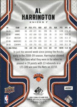 2009-10 SP Game Used #1 Al Harrington Back