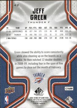 2009-10 SP Game Used #42 Jeff Green Back