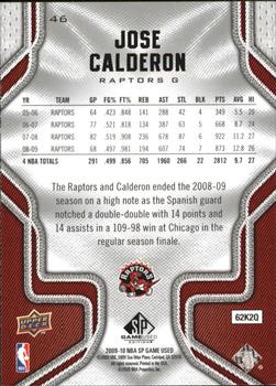 2009-10 SP Game Used #46 Jose Calderon Back