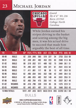 2009-10 Upper Deck #23 Michael Jordan Back