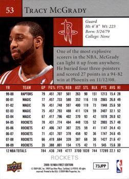 2009-10 Upper Deck First Edition #53 Tracy McGrady Back