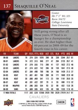 2009-10 Upper Deck First Edition #137 Shaquille O'Neal Back