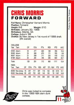 1990-91 Kayo Breyer's New Jersey Nets #11 Chris Morris Back