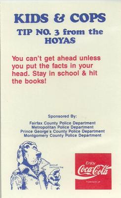 1990-91 Georgetown Hoyas Police #3 Mike Sabol Back