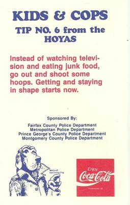 1990-91 Georgetown Hoyas Police #6 Ronny Thompson Back