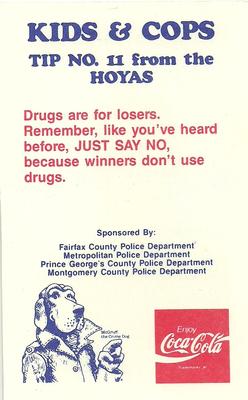 1990-91 Georgetown Hoyas Police #11 Joey Brown Back