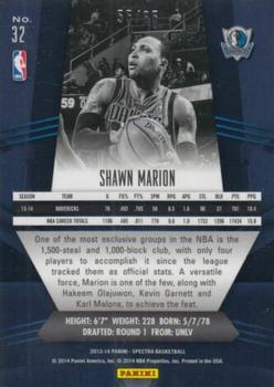 2013-14 Panini Spectra - Blue #32 Shawn Marion Back