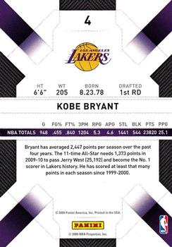 2009-10 Panini Threads #4 Kobe Bryant Back