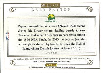 2013-14 Panini National Treasures - Lasting Legacies Signature Materials Prime #LL-GP Gary Payton Back