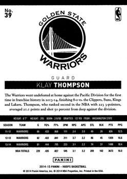 2014-15 Hoops #39 Klay Thompson Back
