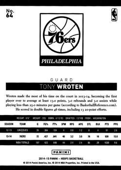 2014-15 Hoops #64 Tony Wroten Back