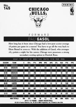 2014-15 Hoops #145 Pau Gasol Back