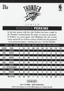 2014-15 Hoops #232 Kendrick Perkins Back
