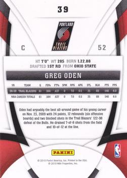 2009-10 Panini Certified #39 Greg Oden Back