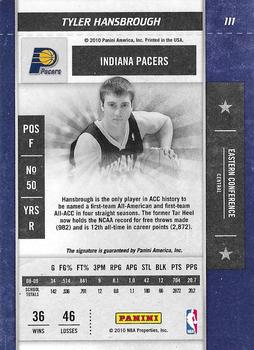2009-10 Panini Playoff Contenders #111 Tyler Hansbrough Back