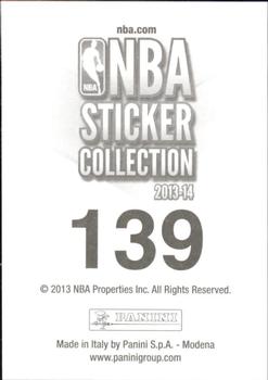 2013-14 Panini Stickers #139 Tobias Harris Back