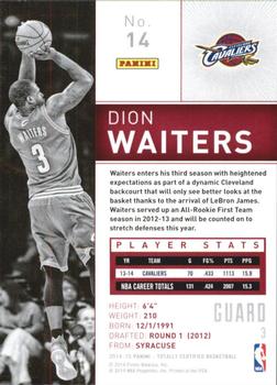 2014-15 Panini Totally Certified #14 Dion Waiters Back