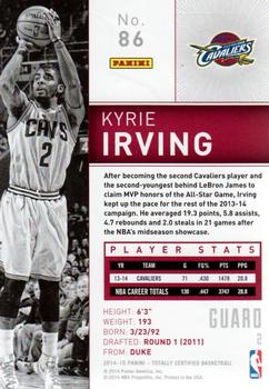 2014-15 Panini Totally Certified #86 Kyrie Irving Back