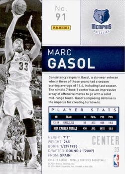 2014-15 Panini Totally Certified #91 Marc Gasol Back