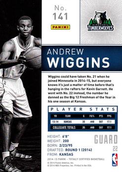 2014-15 Panini Totally Certified #141 Andrew Wiggins Back