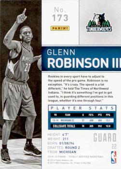 2014-15 Panini Totally Certified #173 Glenn Robinson III Back