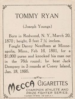 1910 Champion Athletes and Prize Fighters (T220) - Silver Border #NNO Tommy Ryan Back