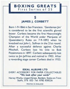1991 Ideal Albums Boxing Greats #5 James J. Corbett Back