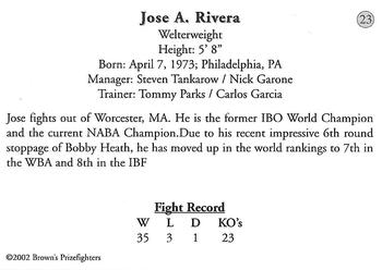 2002 Brown's #23 Jose A. Rivera Back