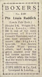 1915 Cope Bros. Boxers #119 Pte. Louis Ruddick Back