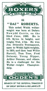 1915 Ogden’s Boxers #44 Dai Roberts Back