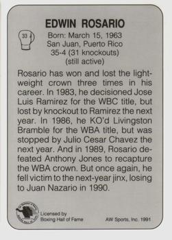 1991 All World #33 Edwin Rosario Back