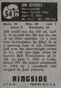 1951 Topps Ringside #54 Jim Jeffries Back
