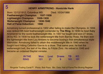 1996 Ringside - International Hall of Fame #5 Henry Armstrong Back
