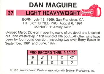 1992 Brown's #37 Dan Maguire Back