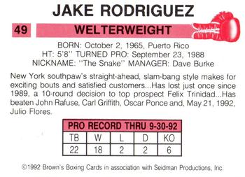 1992 Brown's #49 Jake Rodriguez Back
