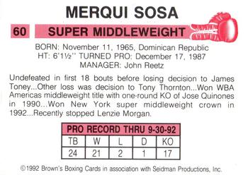 1992 Brown's #60 Merqui Sosa Back